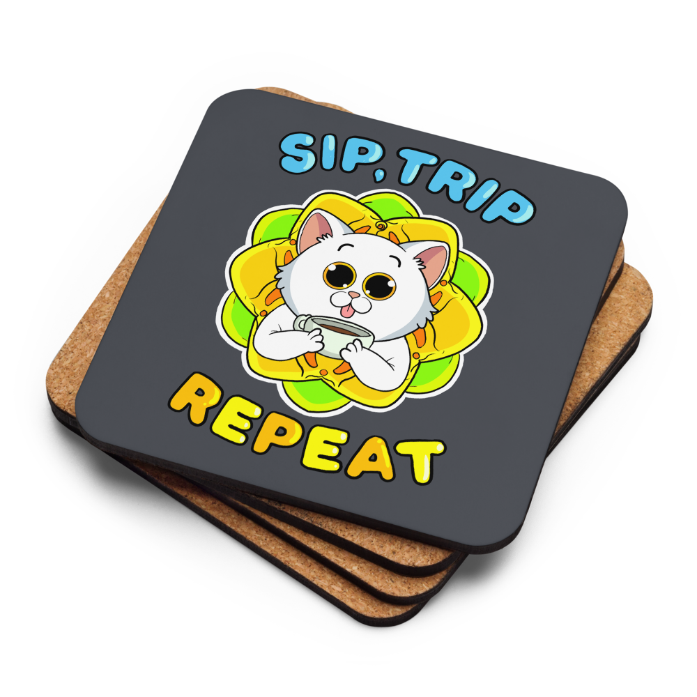 Sip, Trip, Repeat Cork-back coaster