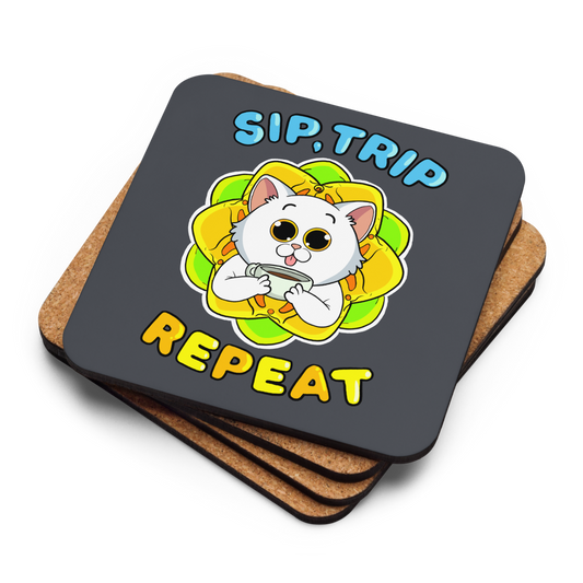 Sip, Trip, Repeat Cork-back coaster