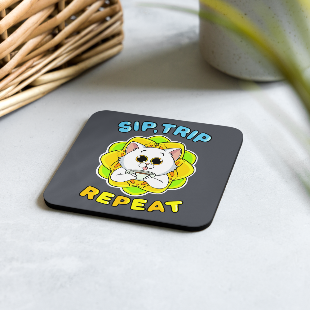 Sip, Trip, Repeat Cork-back coaster