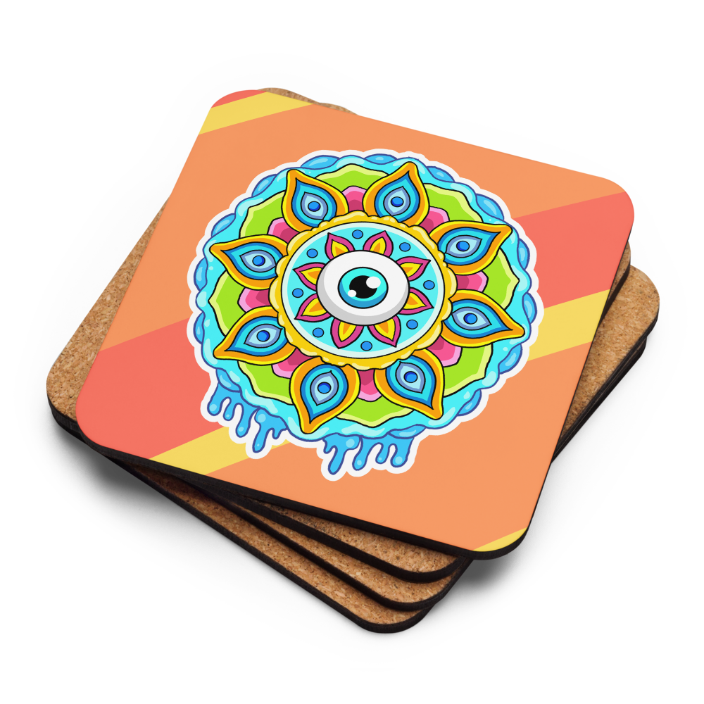 Eye Mandala - Cork-back coaster